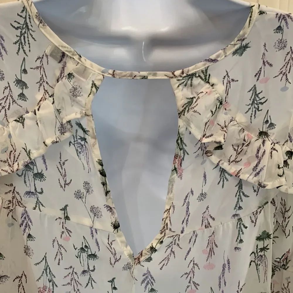 Spirit Of Grace Small SHEER Floral Scoop Neck 3/4 Flutter Sleeves Fire Soul NEW - Picture 6 of 13